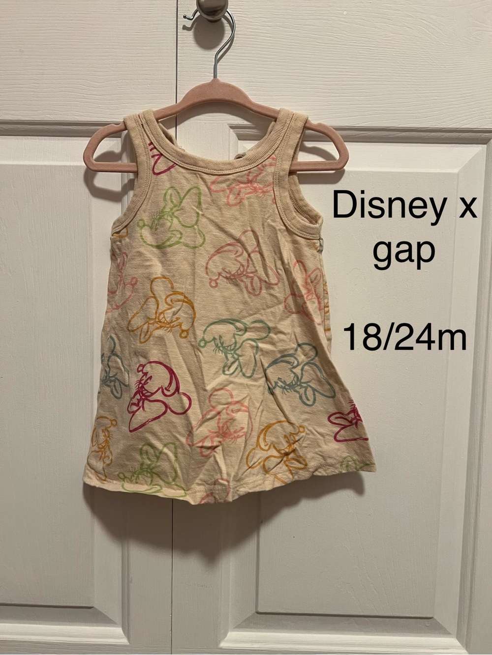 GAP Cream Tank Dress with Multicolor Mickey Sketches